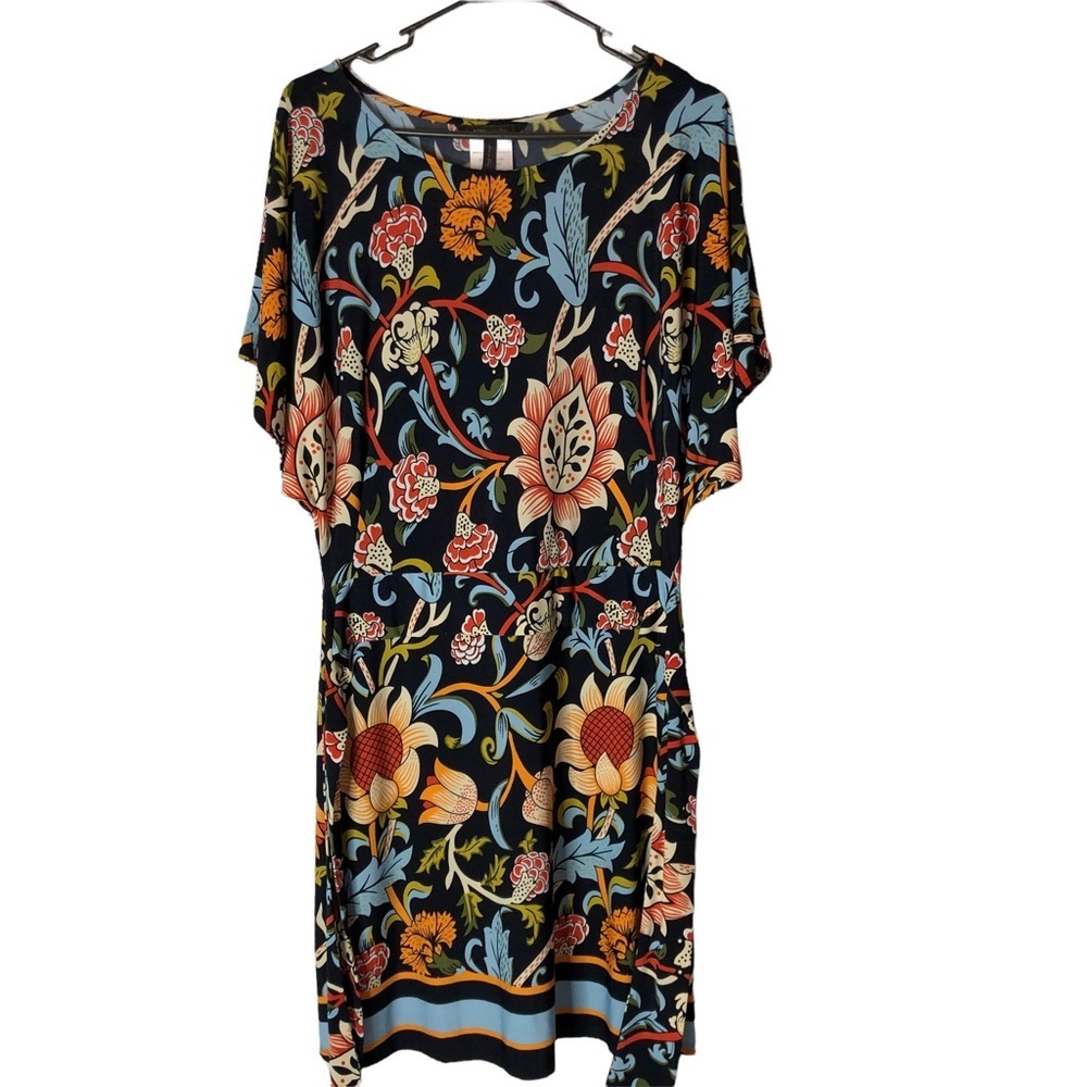 BCBGMaxazria Woodblock Floral‎ Kimono Mini Dress Size Small